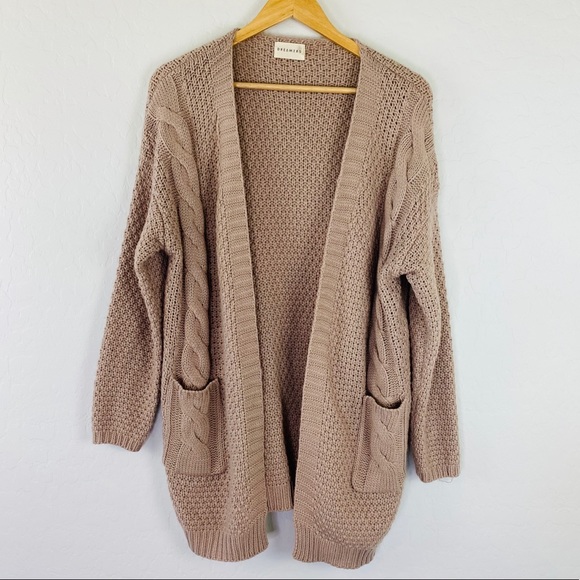 Dreamers Sweaters - Dreamers taupe cozy cable cardigan size XL